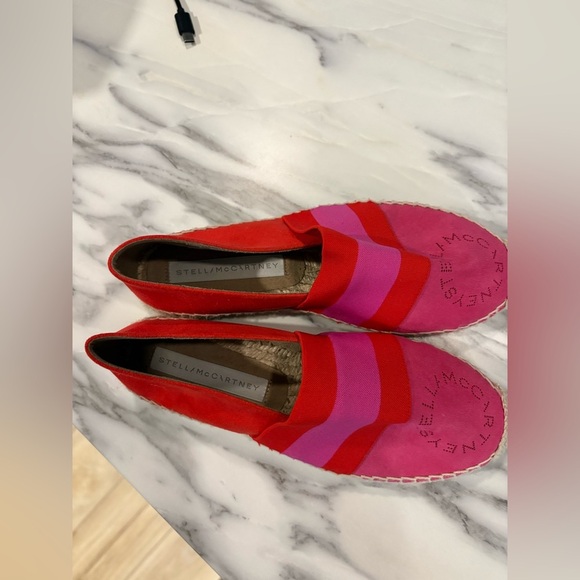 EUC-$500 STELLA MCCARTNEY Logo Bicolor Striped Espadrilles Cap Toe Flats - Picture 2 of 14